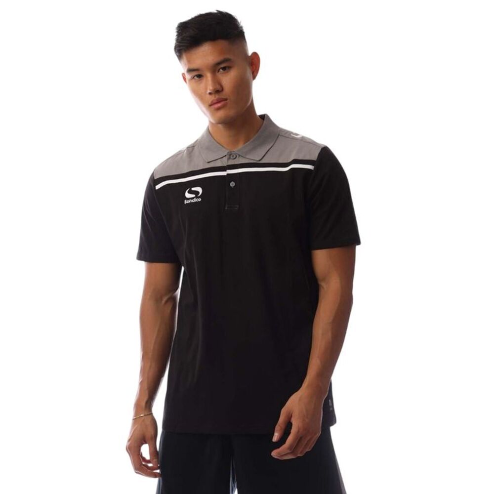 Sondico Mens Precision Collared Polo Shirt / Black/Charcoal